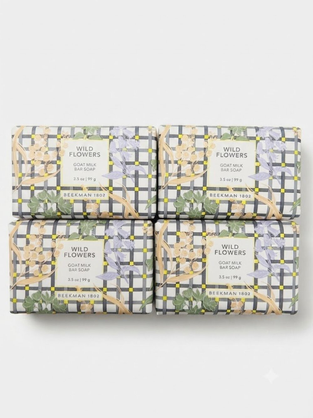Beekman 1802 Wild Flowers Goat Milk Bar Soap – 4-Pack (3.5 oz each)